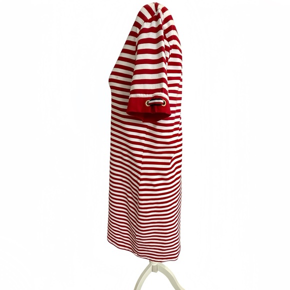 Tommy Hilfiger Heritage Stripe T Shirt Dress M Red White Grommet Nautical - Picture 4 of 11